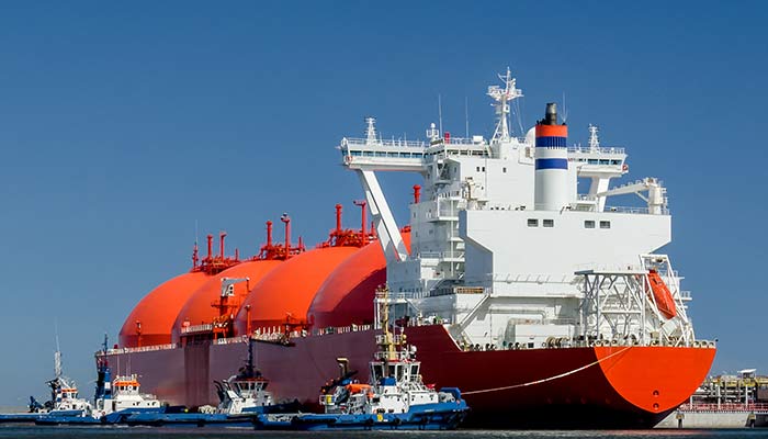 Red Tanker Ship on Ocean